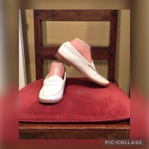 🌼 Bass White Leather Weejuns Penny Loafers 7.5